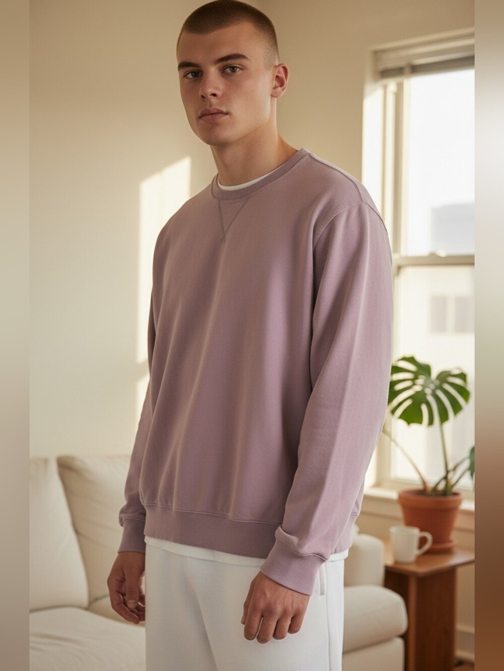 PAIGE Jaxton Pullover Sweatshirt Size XL Purple  Cotton Spandex New
